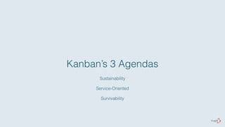 Kanban’s 3 Agendas 
Sustainability 
Service-Oriented 
Survivability 
 