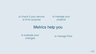 to check if your service 
is fit for purpose 
Metrics help you 
to evaluate your 
changes 
to manage your 
projects 
to manage Flow 
 