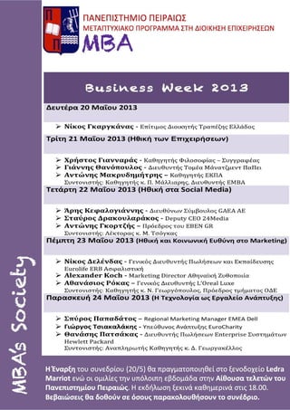  Business Week 2013 Program