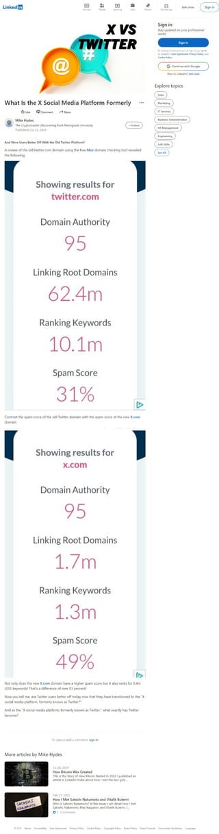 X Article Example Copy of My X vs Twitter LinkedIn Article | PDF