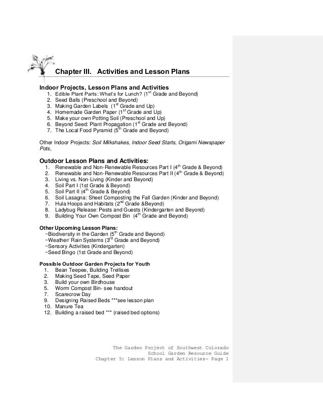 Colorado School Gardening Guide Chapter 3 Activities And Lesson Plan