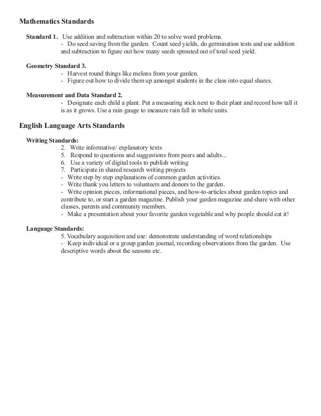 Grade 1 School Garden Lesson Plan Potential Based Lessons 2