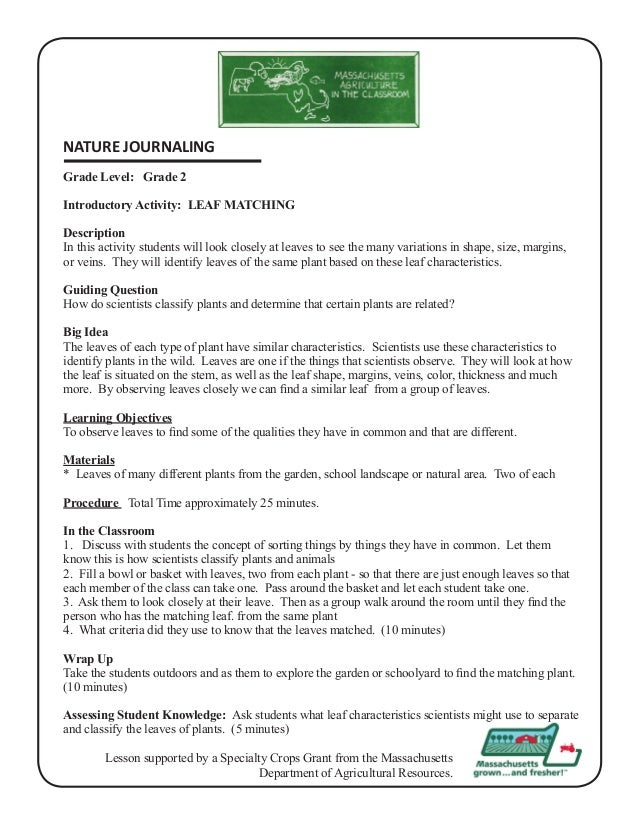 grade 2 school garden lesson plan leaf lesson leaf matching mass