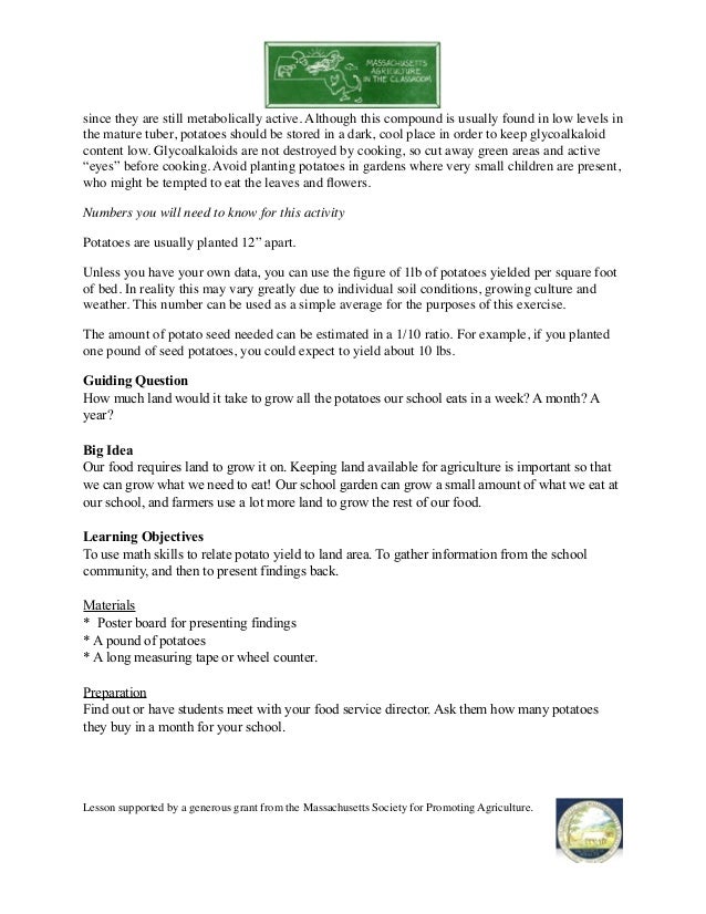 grade 3 school garden lesson plan potato fields forever massachus