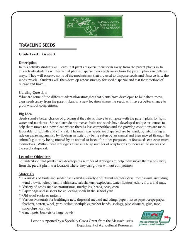 Grade 3 School Garden Lesson Plan - Seeds Lesson; Seed 