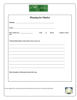 Grade 4 School Garden Lesson Plan - Gardening for Market ...