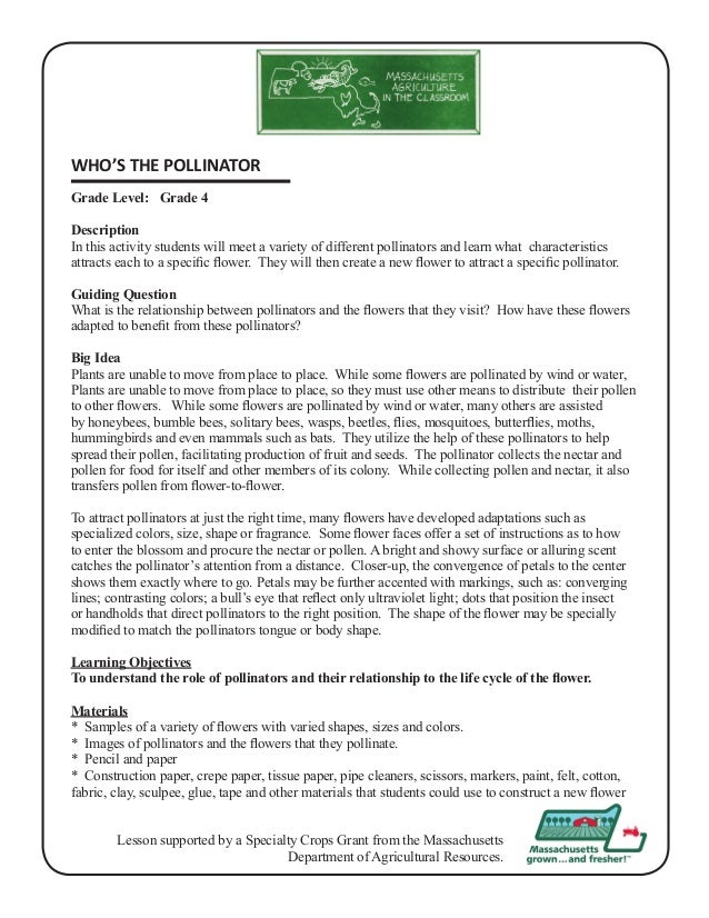 Grade 4 School Garden Lesson Plan - Pollination Lesson; Who's the Pol…