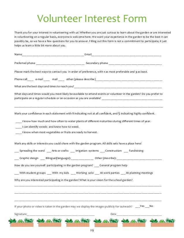 school volunteer form template