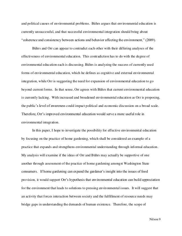 Research Essay Papers Examples Of High School Essays also Fifth Business Essays The Potential Of Home Gardening As A Mode Of Environmental Education Position Paper Essay