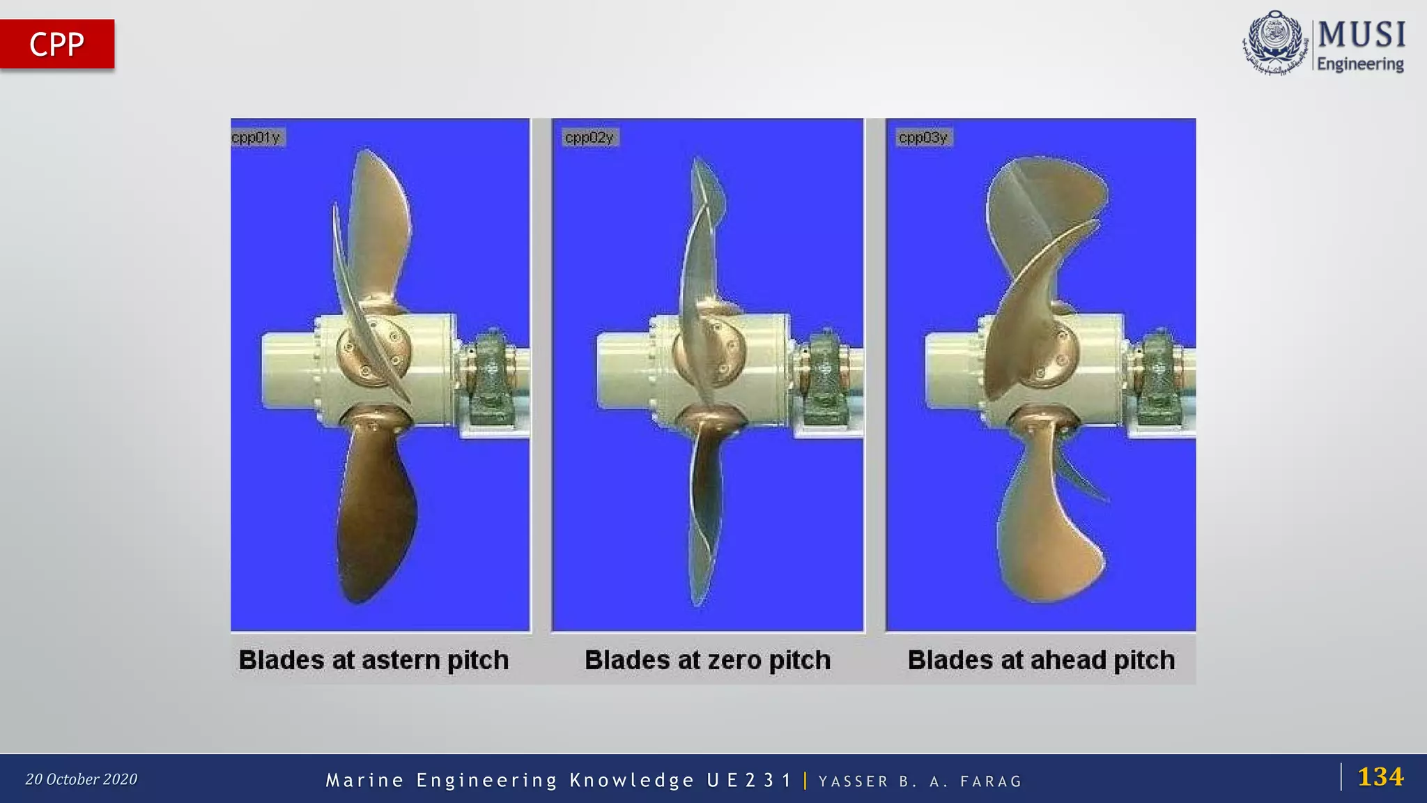 M a r i n e E n g i n e e r i n g K n o w l e d g e U E 2 3 1 | Y A S S E R B . A . F A R A G20 October 2020
CPP
134
 