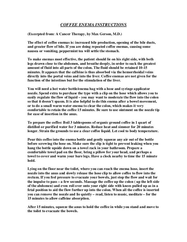 Coffee Enema Instructions mountaincentreforhealing