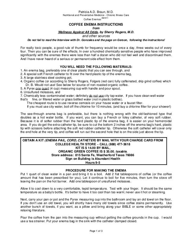 Coffee Enema Instructions pbraunmd