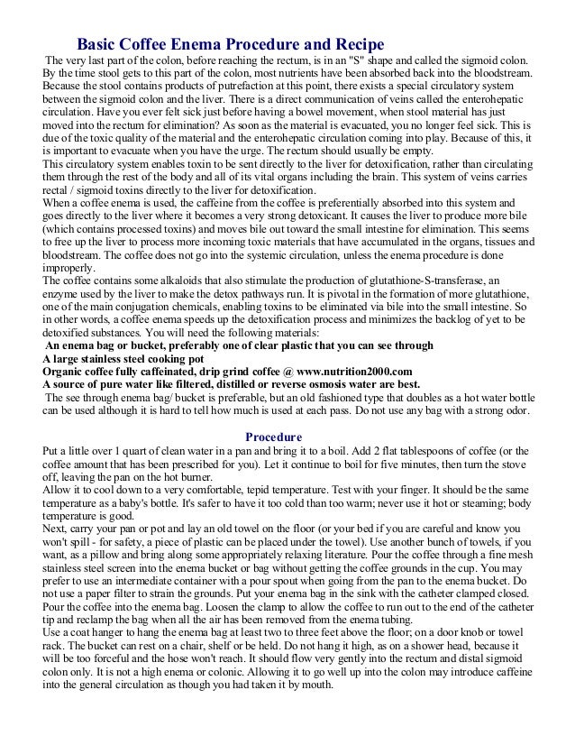 Basic Coffee Enema Procedure and Recipe