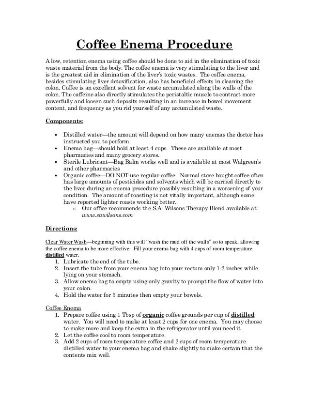 The Coffee Enema Procedure wholehealthamerica