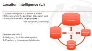 Location Intelligence (LI)
«Location Intelligence is a form of Business
Intelligence where the dominant dimension used
for...