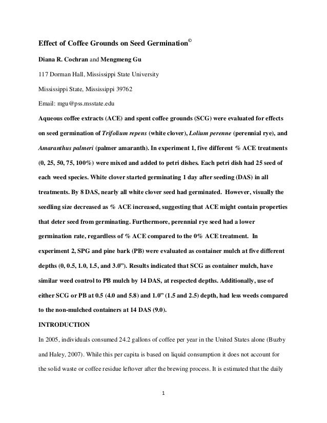 Effect Of Coffee Grounds On Seed Germination