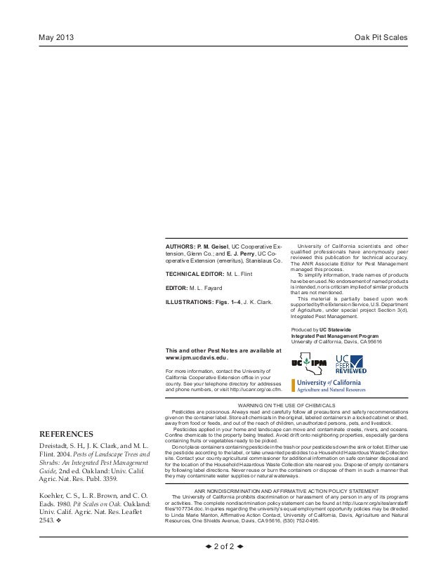 Oak Pit Scales Integrated Pest Management