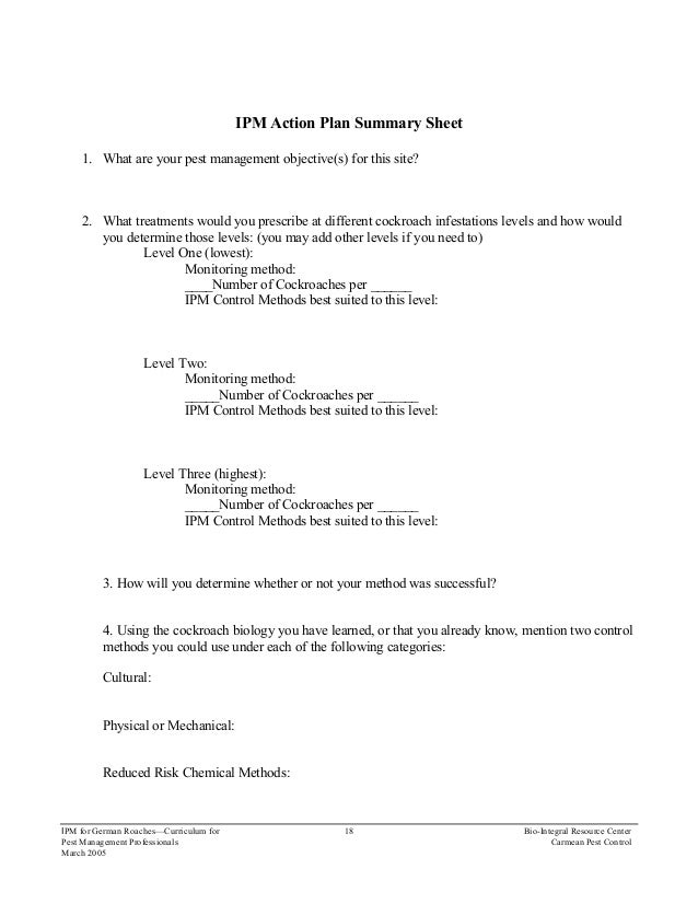 German Cockroach Integrated Pest Management Curriculum