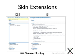 Skin Extensions
CSS

JS

== Grease Monkey

Copyright (c) Vincent Massol - 2012

 