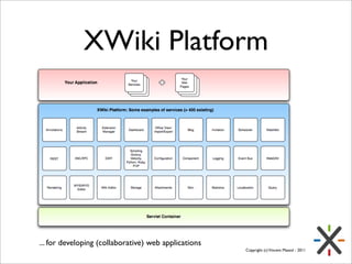 XWiki Platform




... for developing (collaborative) web applications
                                                   ...