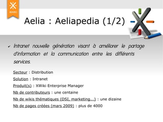 Aelia : Aeliapedia (1/2)

    Intranet nouvelle génération visant à améliorer le partage
✔

    d'information et la commun...