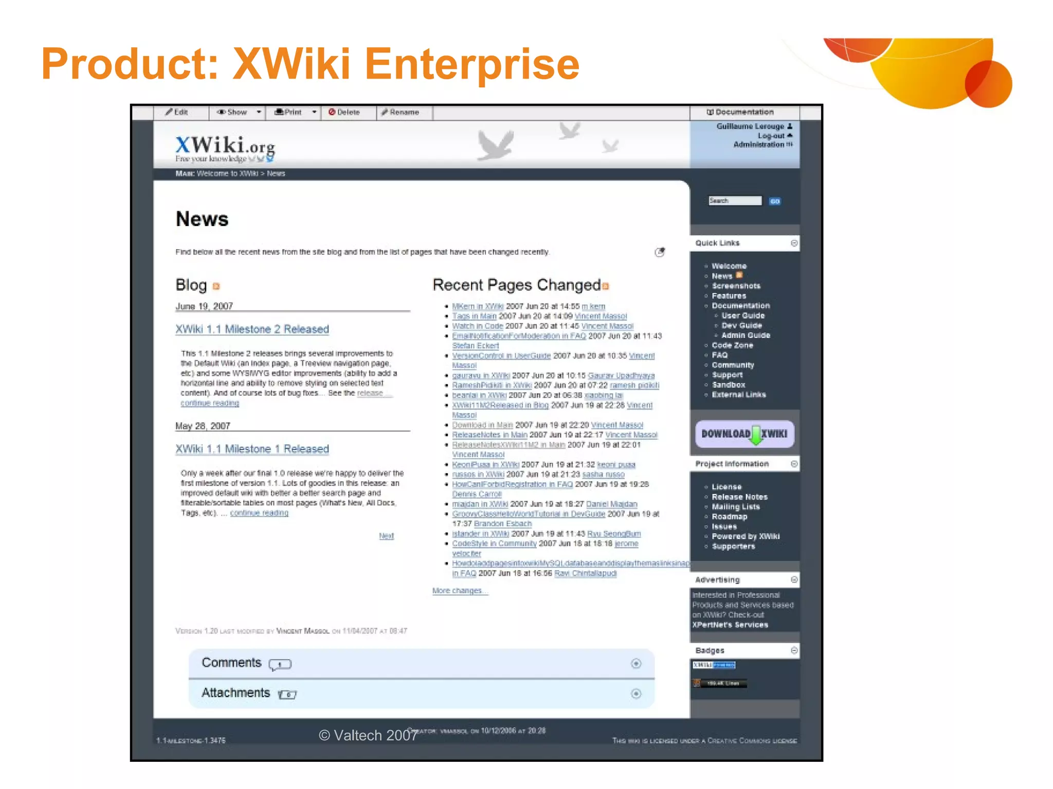 Product: XWiki Enterprise # © Valtech 2007 