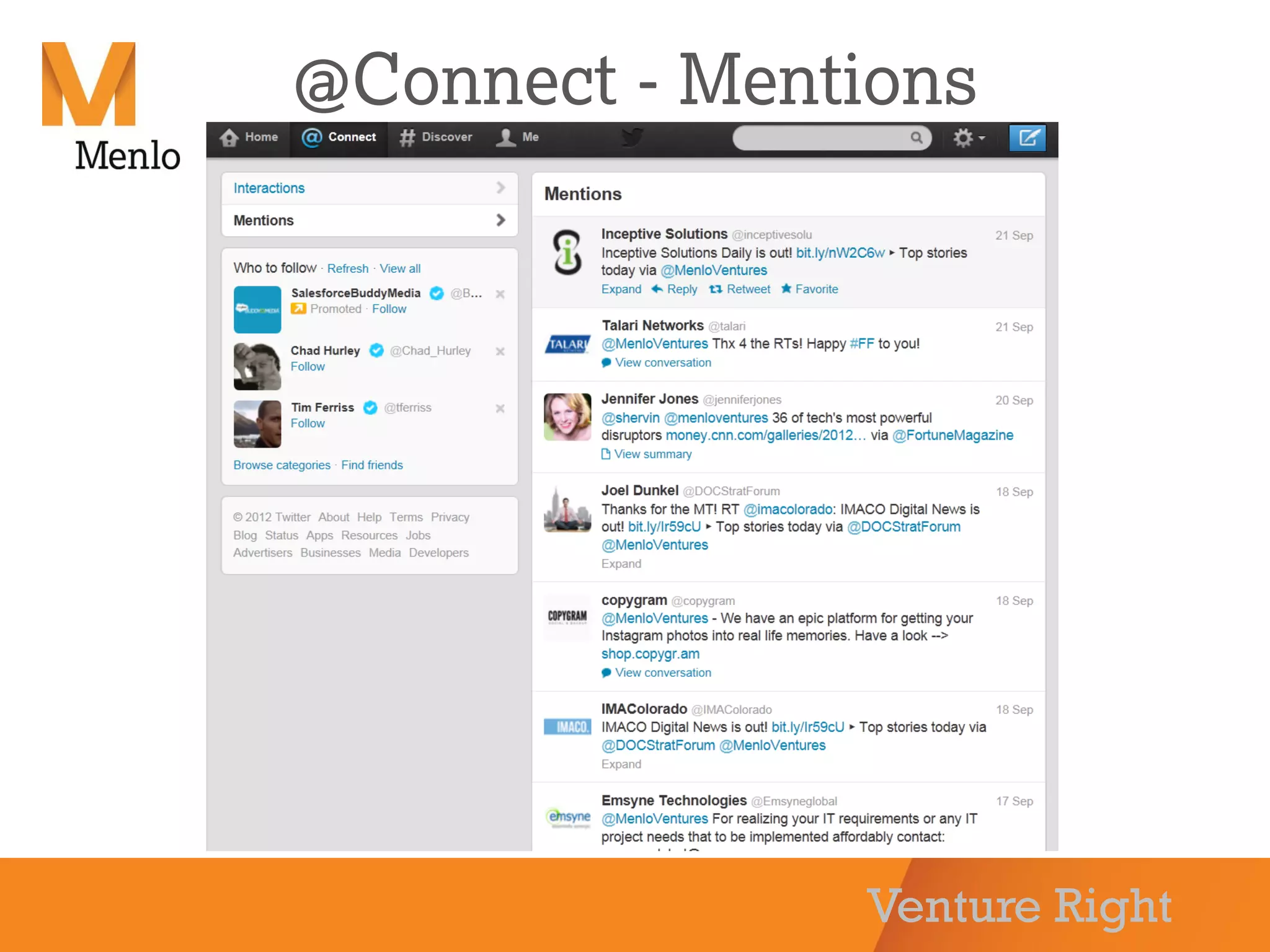 Venture Right
@Connect - Mentions
 