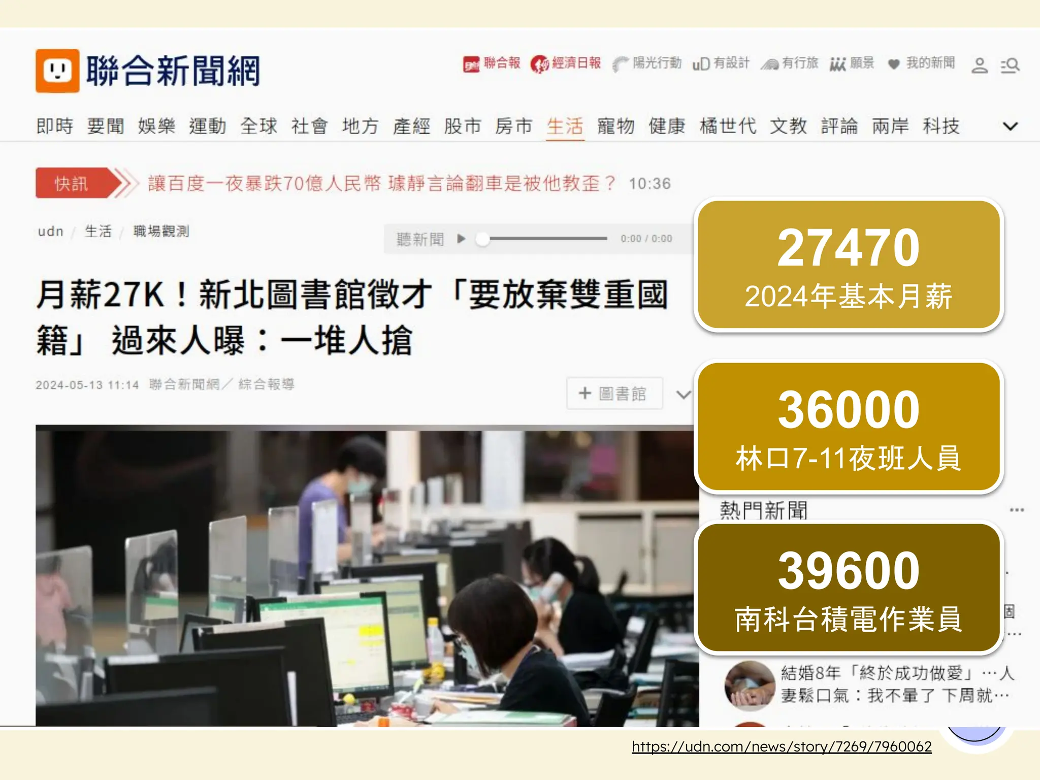 4
https://udn.com/news/story/7269/7960062
27470
2024年基本月薪
36000
林口7-11夜班人員
39600
南科台積電作業員
 