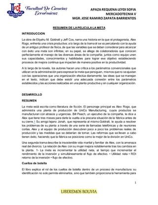 Alex Rogo Pelicula la meta | DOCX