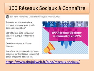 100 Réseaux Sociaux à Connaître
https://www.drujokweb.fr/blog/reseaux-sociaux/
 