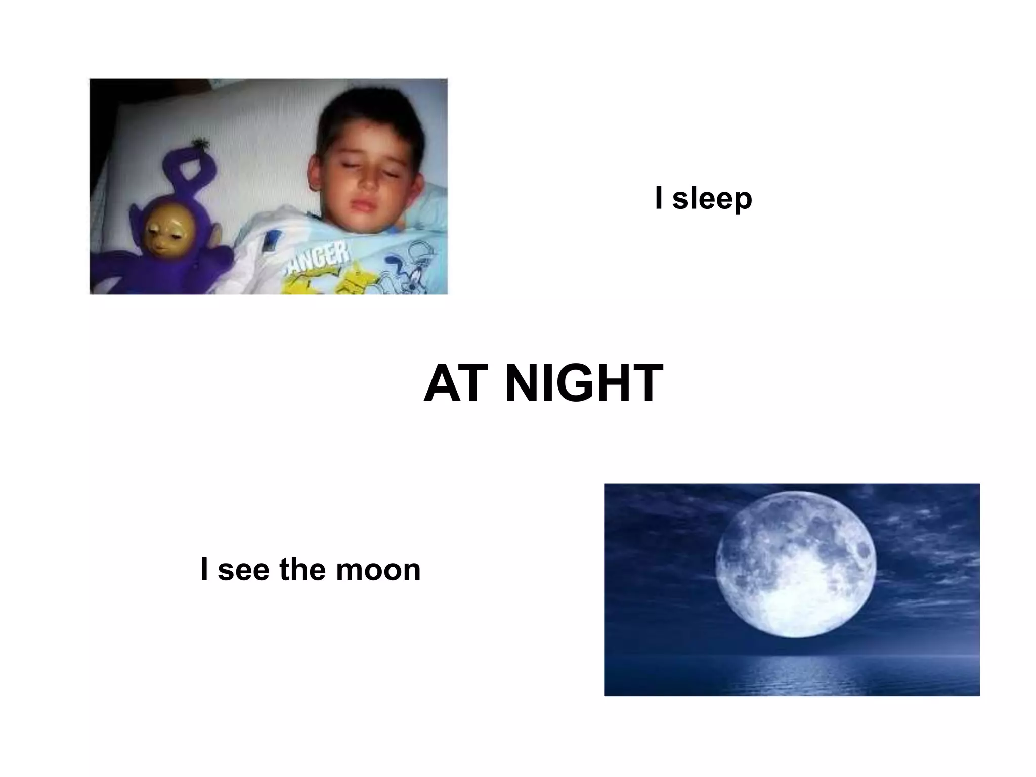 AT NIGHT
I sleep
I see the moon