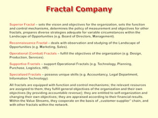 O-O-D-AloopActionDecisionDecision(Hypothesis)Action(Test)According to John Boyd, implicit (leaning on genetic heritage, cultural traditions and past experiences) communication accelerates undertaking decision and beginning of action. ObservationOrientationImplicit leadership and control Implicit leadership and control Changing circumstancesCulturaltradisionsObservationsGeneticheritageAnalysisAndsynthesisNewinformationPastexperiencesInformation from outside Developing interaction with environmentDeveloping interaction with environmentFeedbackFeedbackNotice how the orientation shapes the observation, shapes the decision, shapes the action and in the response is shaped by the reaction and different phenomena coming to our view-finder of feeling or observation. Notice also, that the whole loop ( not only orientation) is the continuous, many-sided, implicit process of expectation, understanding, correlation and rejection."This so as would be in the movie of slow-motion " - Boyd describing  working inside loop OODA of the enemy.When you design, planning new strategy then keep the minimum speed of  OODA loop, when you fight (with competition) provide for maximum speed.