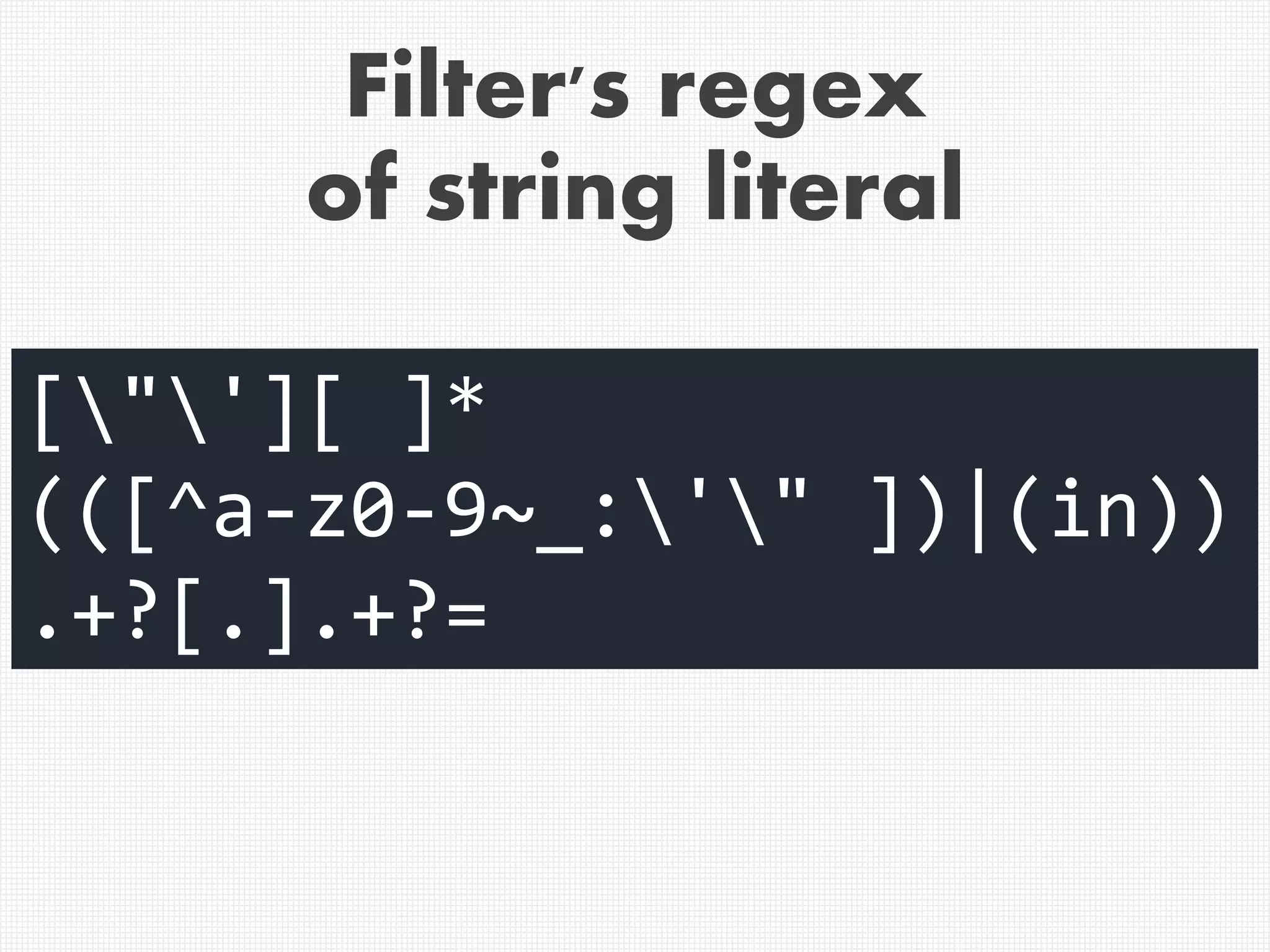 Make it easy to see
(j|(&[#()[].]x?0*((74)|(4A)|(106)|(6A));?))
([t]|(&(([#()[].]x?0*(9|(13)|(10)|A|D);?)|(tab;)|(new
line;))))*
(a|(&[#()[].]x?0*((65)|(41)|(97)|(61));?))
([t]|(&(([#()[].]x?0*(9|(13)|(10)|A|D);?)|(tab;)|(new
line;))))*
. . .
(t|(&[#()[].]x?0*((84)|(54)|(116)|(74));?))
([t]|(&(([#()[].]x?0*(9|(13)|(10)|A|D);?)|(tab;)|(new
line;))))*
(:|(&(([#()[].]x?0*((58)|(3A));?)|(colon;)))).
Includes a,
 