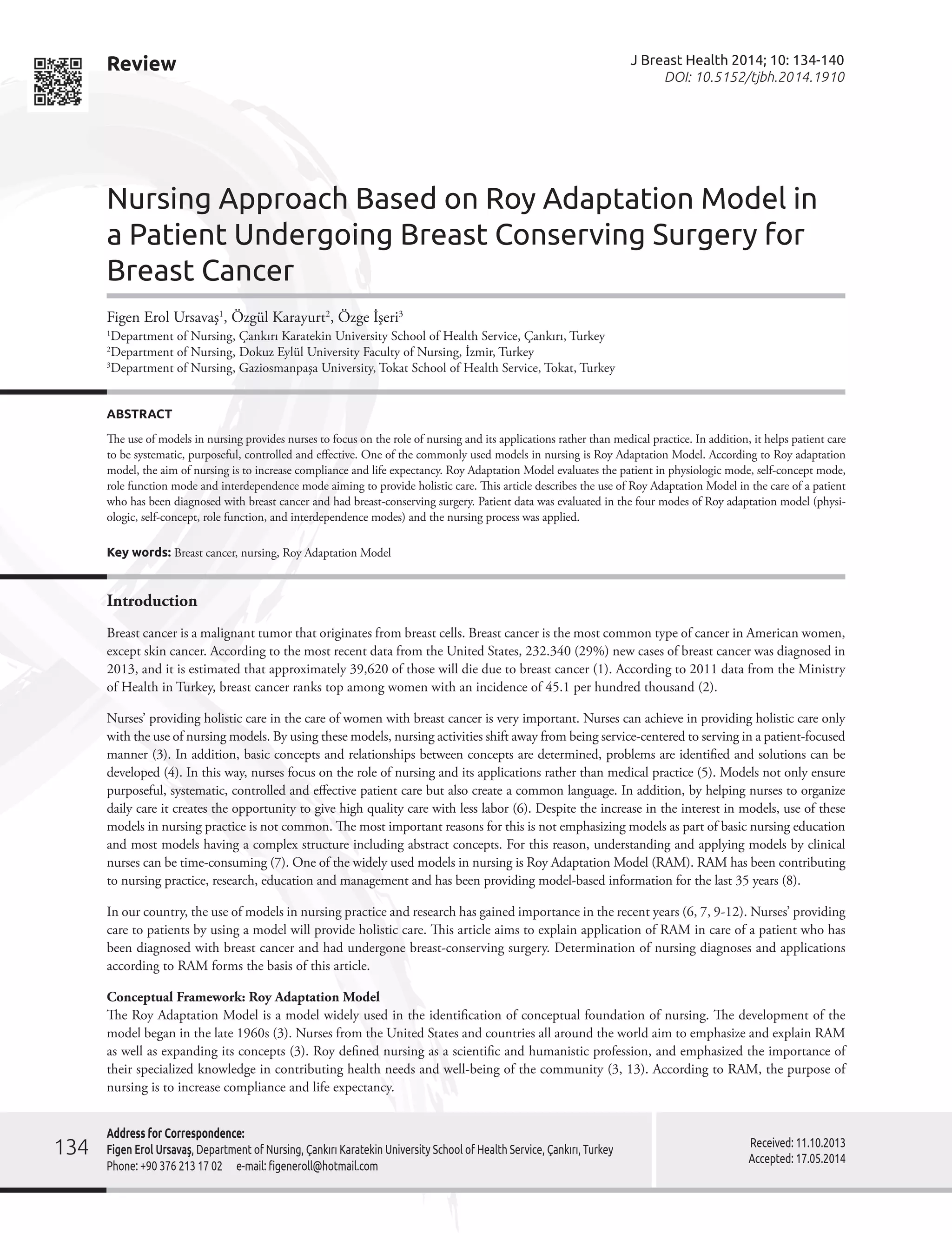 Xx nursing approach based on roy adaptation model in | PDF