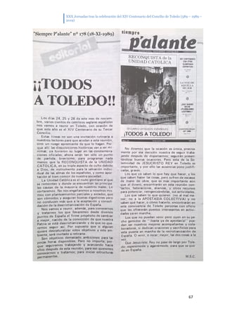 XXX Jornadas tras la celebración del XIV Centenario del Concilio de Toledo (589 – 1989 –
2019)
67
 