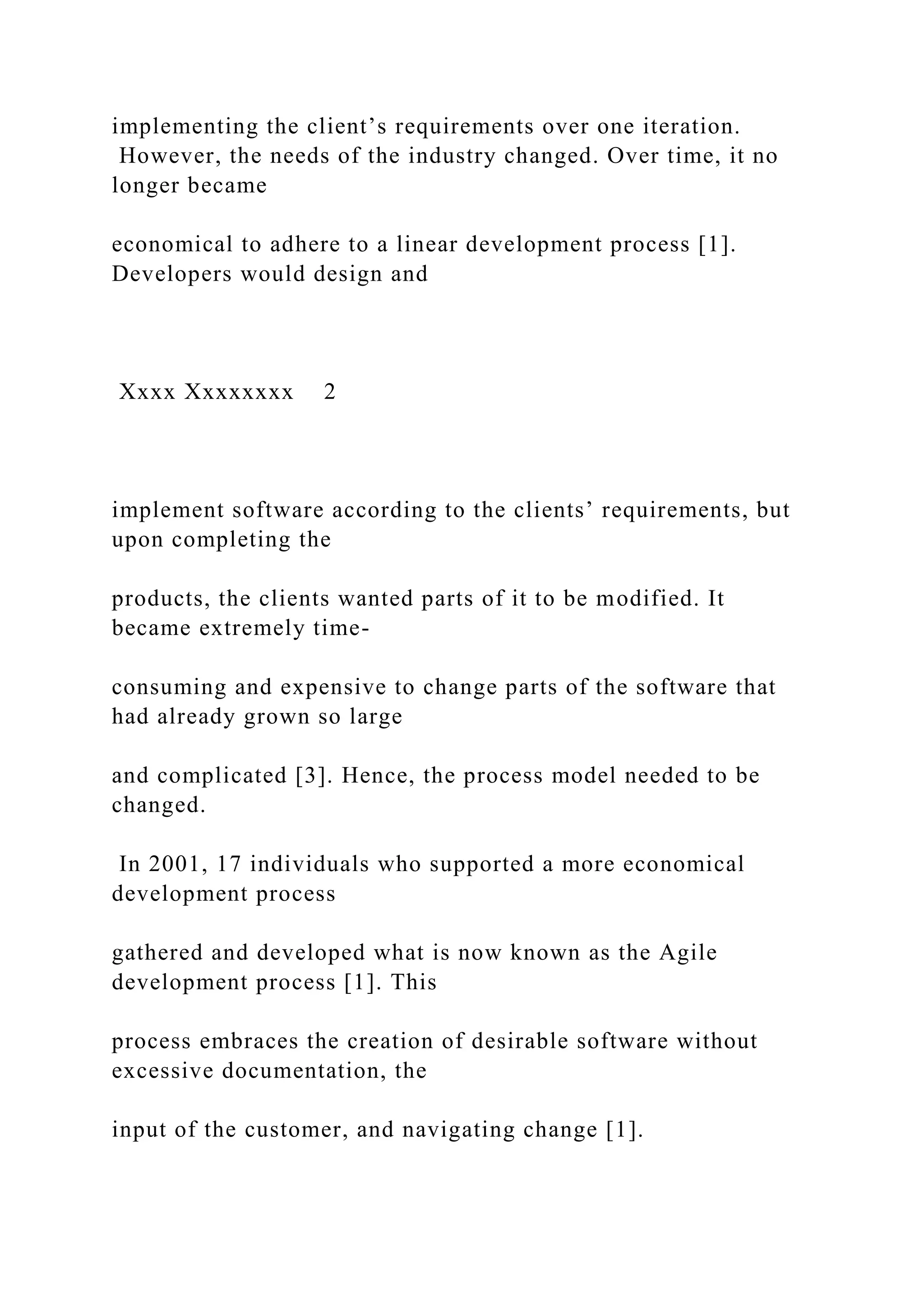 Xxxx Xxxxxxxx 1 The Agile Development Process docx xxxx-xxxxxxxx-1-the-agile-development-process-docx