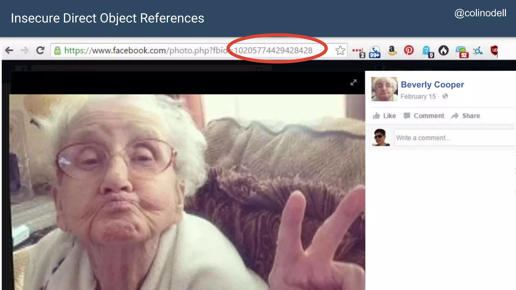 Insecure Direct Object References Beverly Cooper @colinodell 
