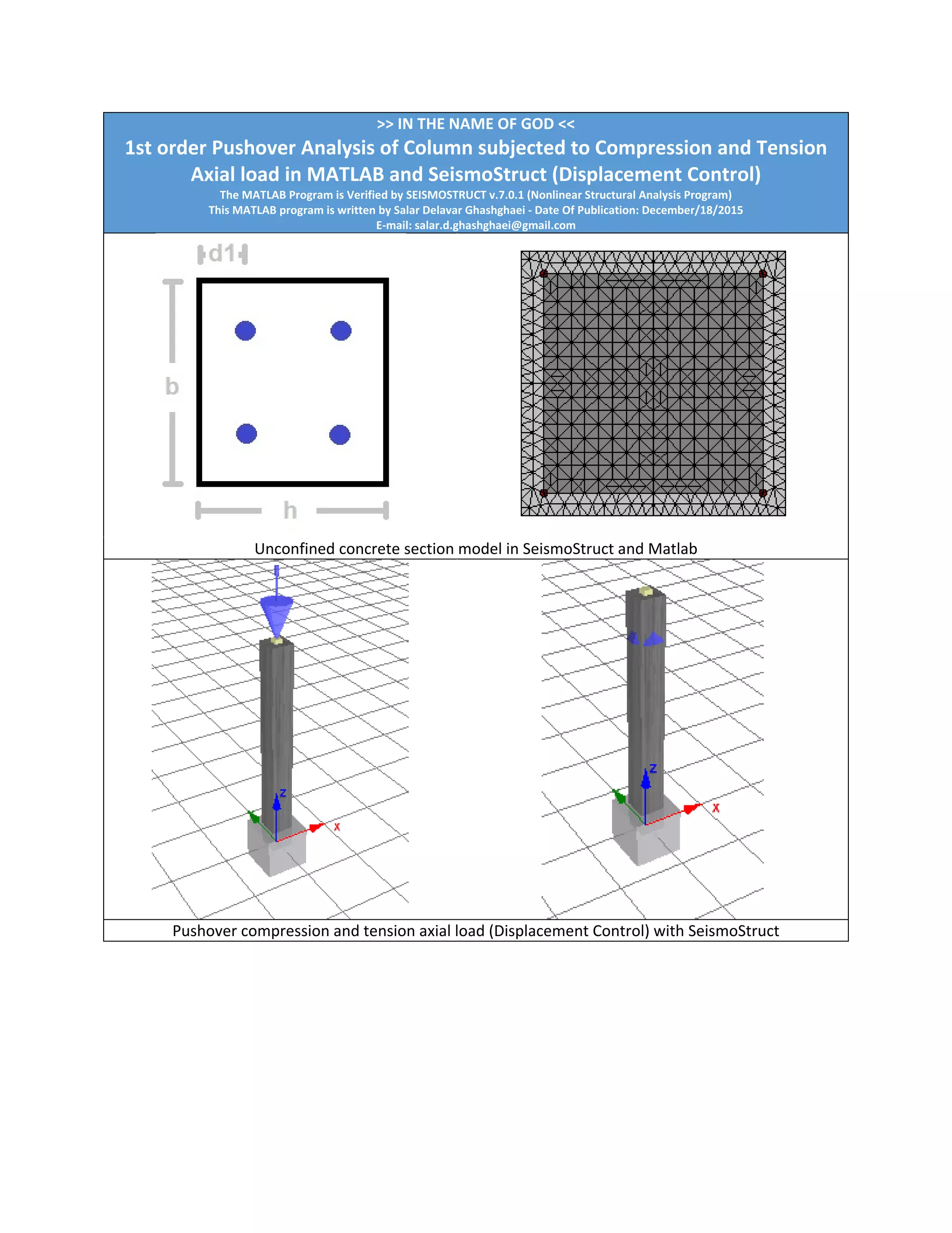1st order pushover analysis of column subjected to compression and ...