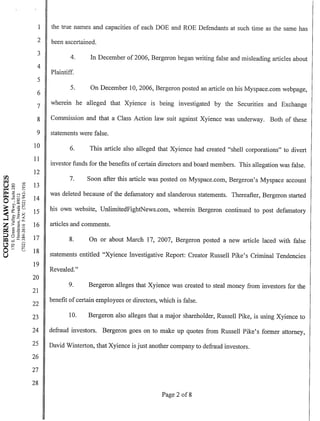 Initial Xyience Lawsuit Against Rich Bergeron