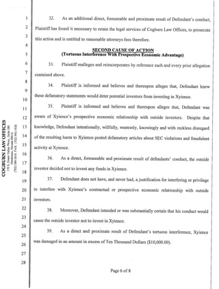 Initial Xyience Lawsuit Against Rich Bergeron