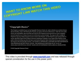 This video is provided through and was released through
special consideration for the use in this power point.
 