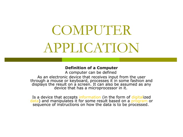 Computer application intro | PPT | Operating Systems | Computer ...