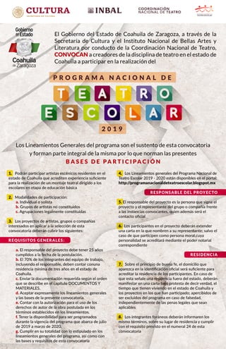 Convocatoria Programa Nacional de Teatro Escolar 2019.