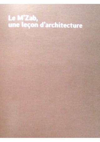 Le m'zab. une leçon d'architecture