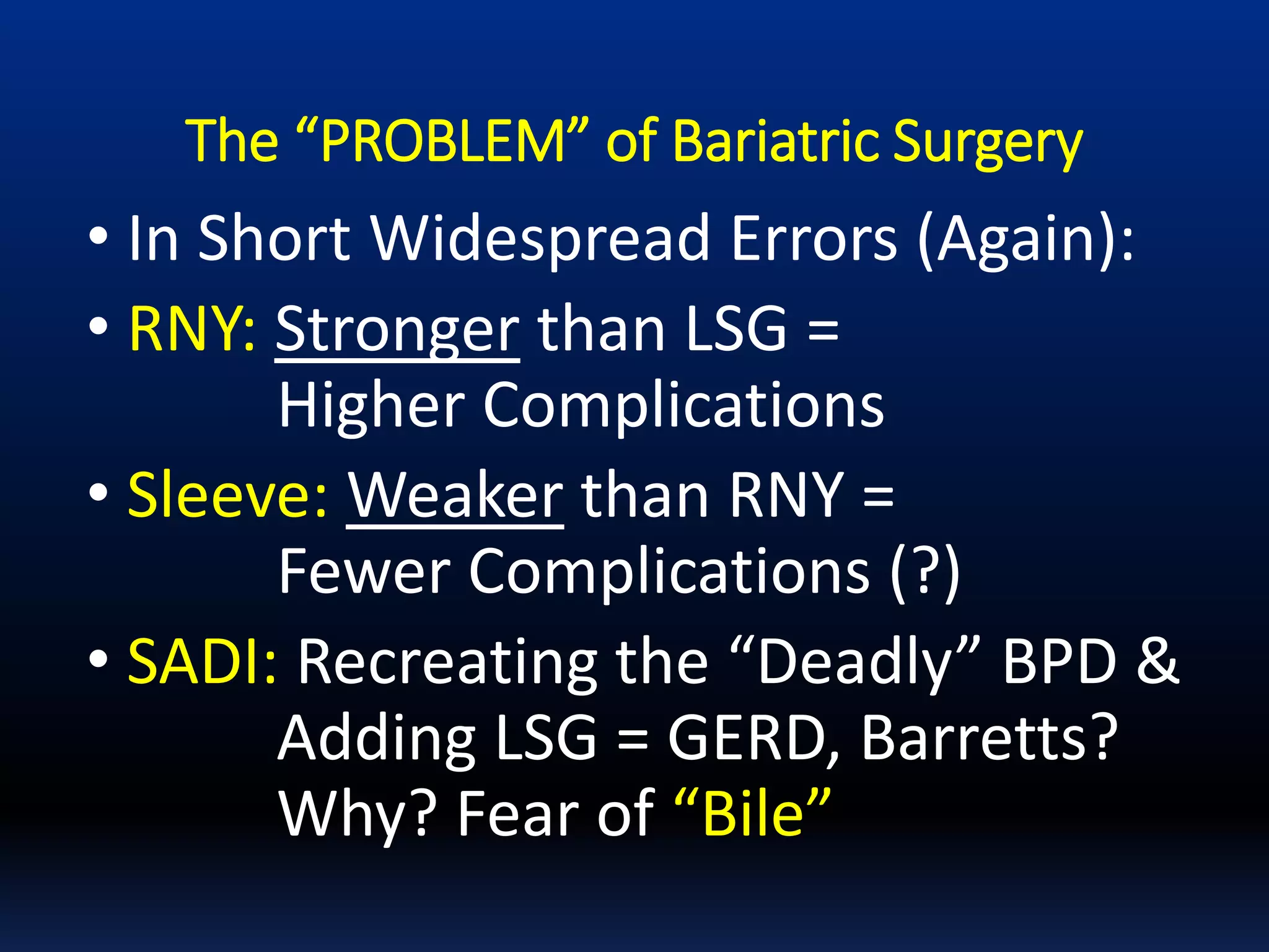 Intro to Mini-Gastric Bypass (Dr Rutledge) Why? + MGB v Sleeve | PPTX
