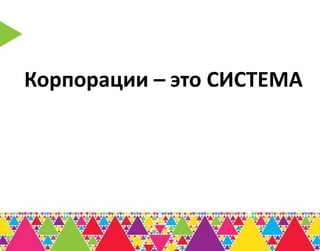 Корпорации – это СИСТЕМА
 
