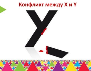 Конфликт между Х и Y
 