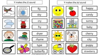 The letter Y is confusing for kids. It can make a long i sound, a long