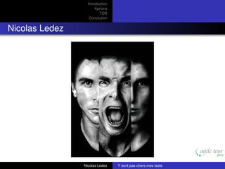 Introduction
Aprioris
TDD
Conclusion

Nicolas Ledez

Nicolas Ledez

Y sont pas chers mes tests

 