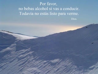 Por favor,  no bebas alcohol si vas a conducir. Todavía no estás listo para verme.   Dios. 